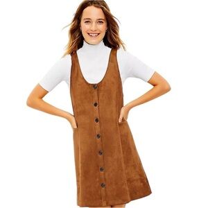 LOFT Brown Faux Suede Button Down Dress Size Small